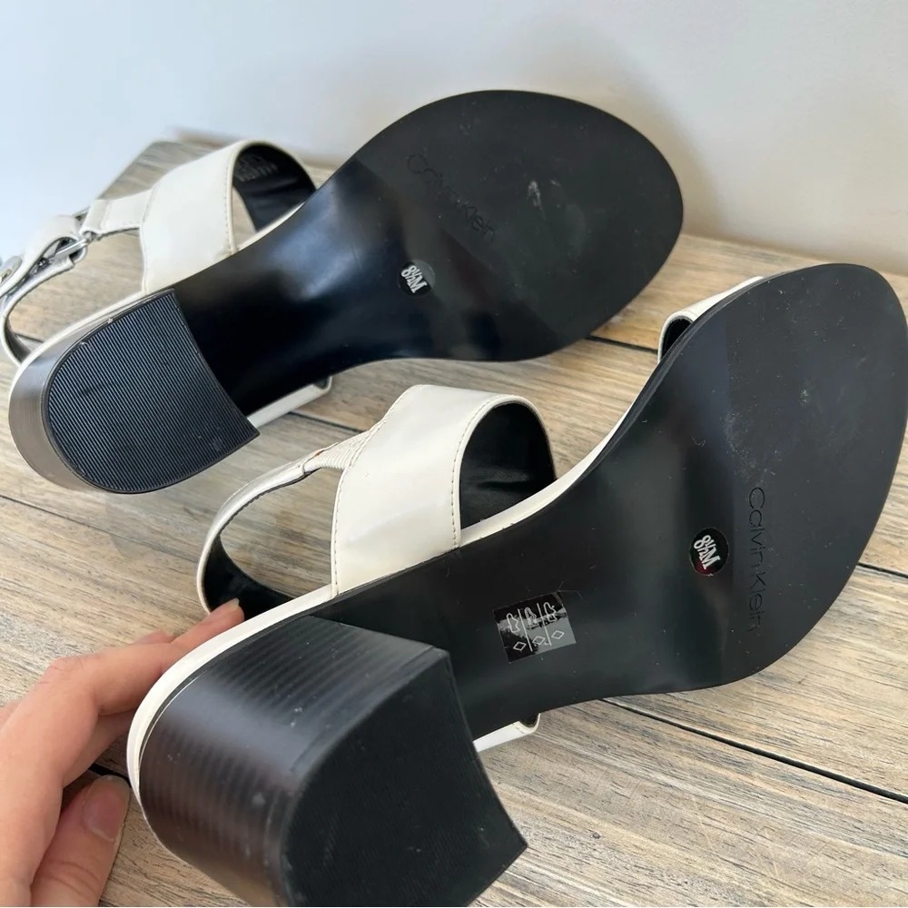 White Calvin Klein Block Heel Sandal Heels - Picture 10 of 10